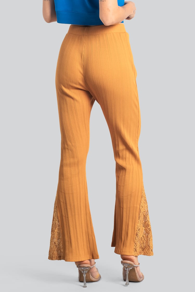 High Waisted Lace Insert Flare Leggings