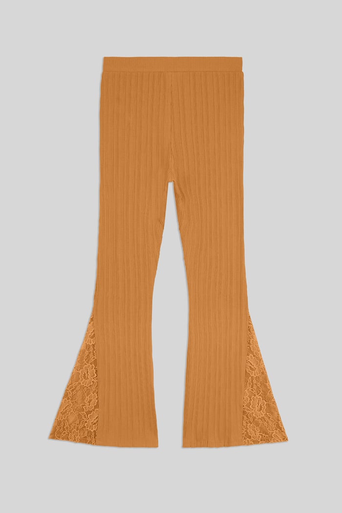 High Waisted Lace Insert Flare Leggings