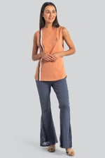 High Waisted Lace Insert Flare Leggings