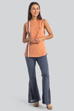 High Waisted Lace Insert Flare Leggings