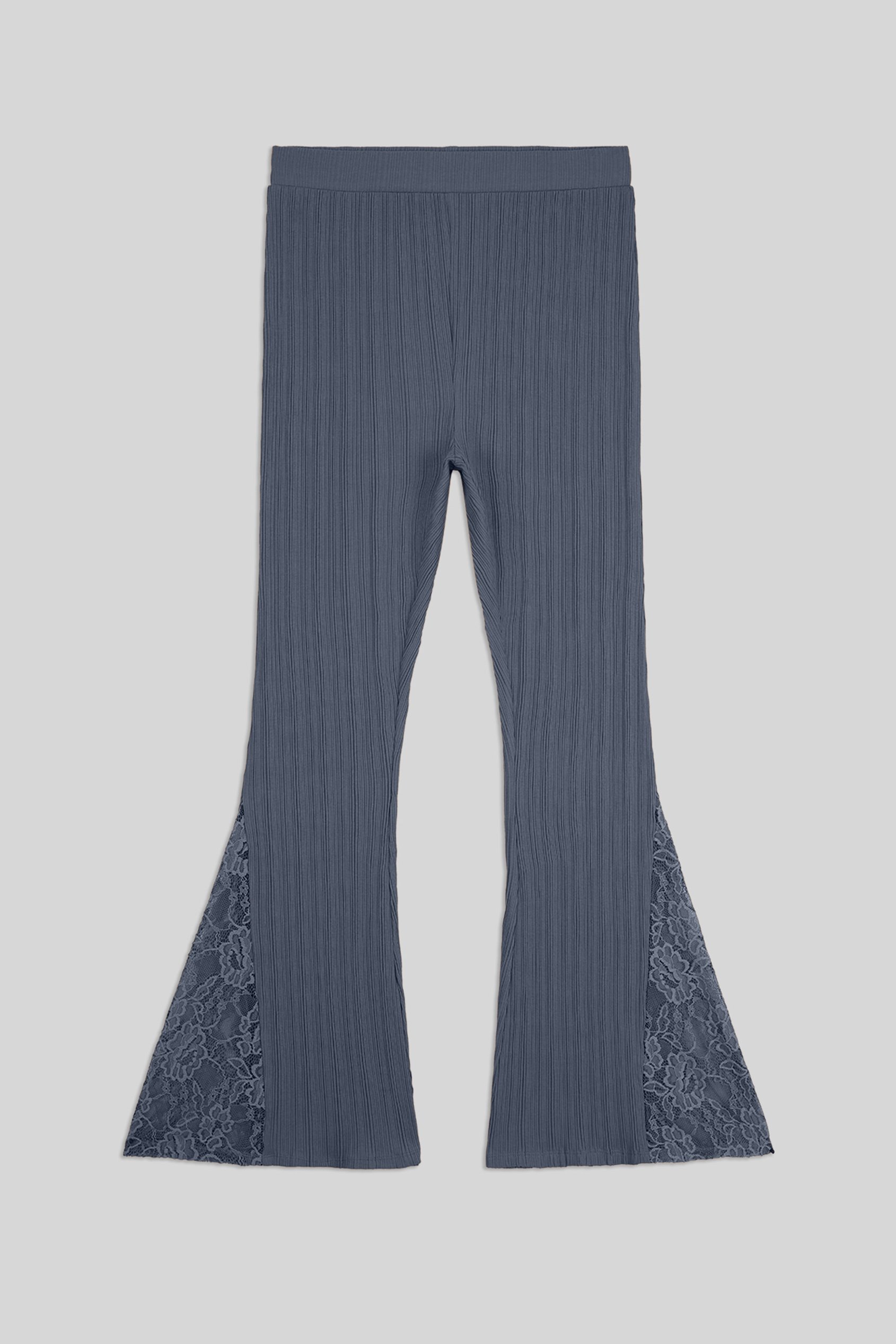 High Waisted Lace Insert Flare Leggings