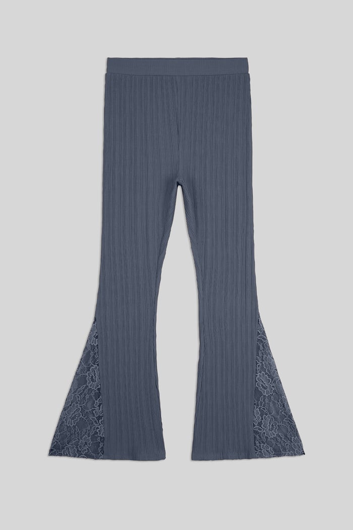 High Waisted Lace Insert Flare Leggings