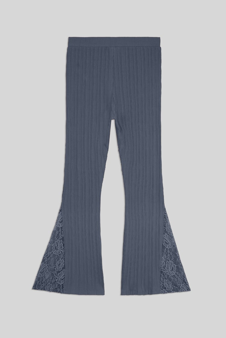 High Waisted Lace Insert Flare Leggings