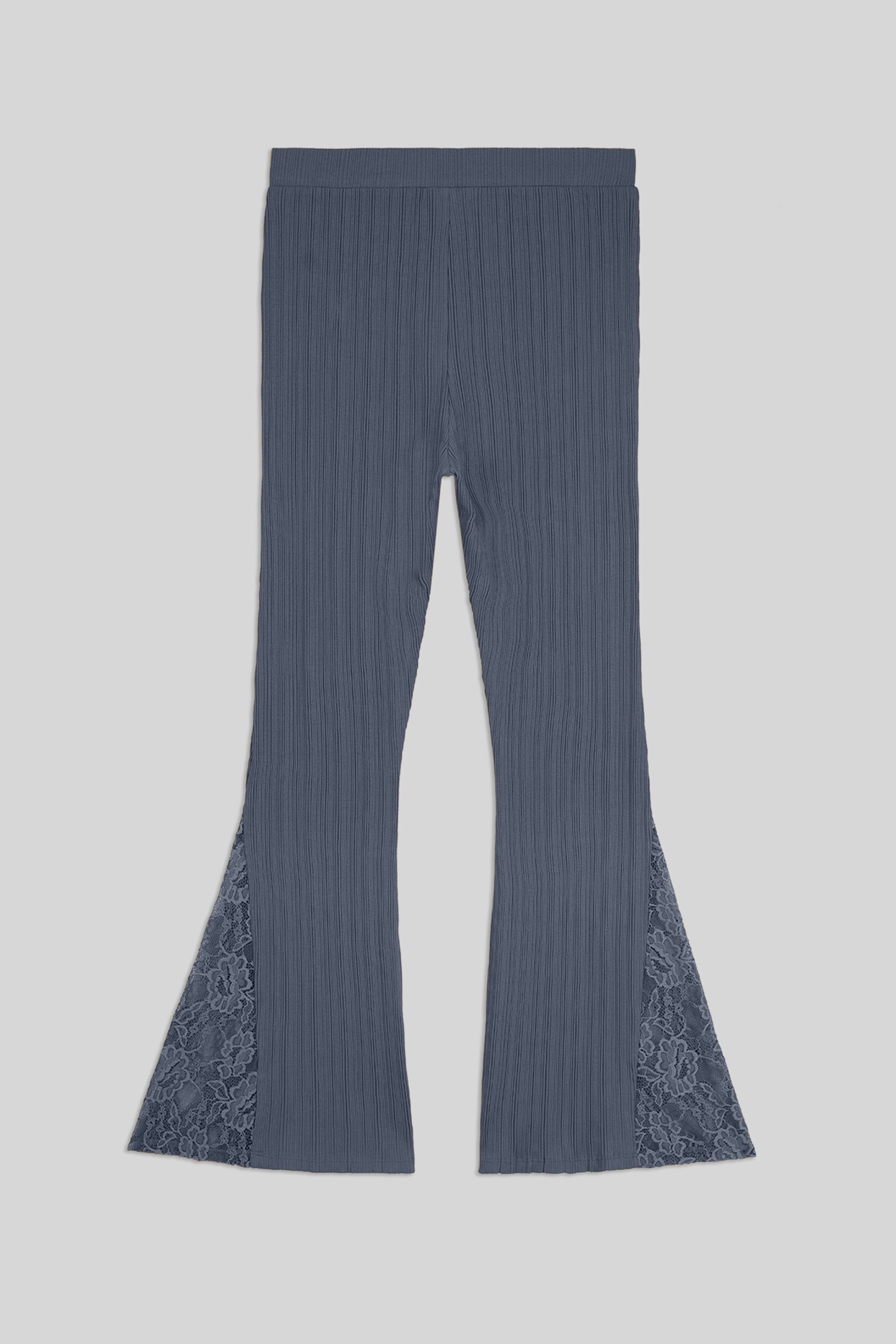 High Waisted Lace Insert Flare Leggings