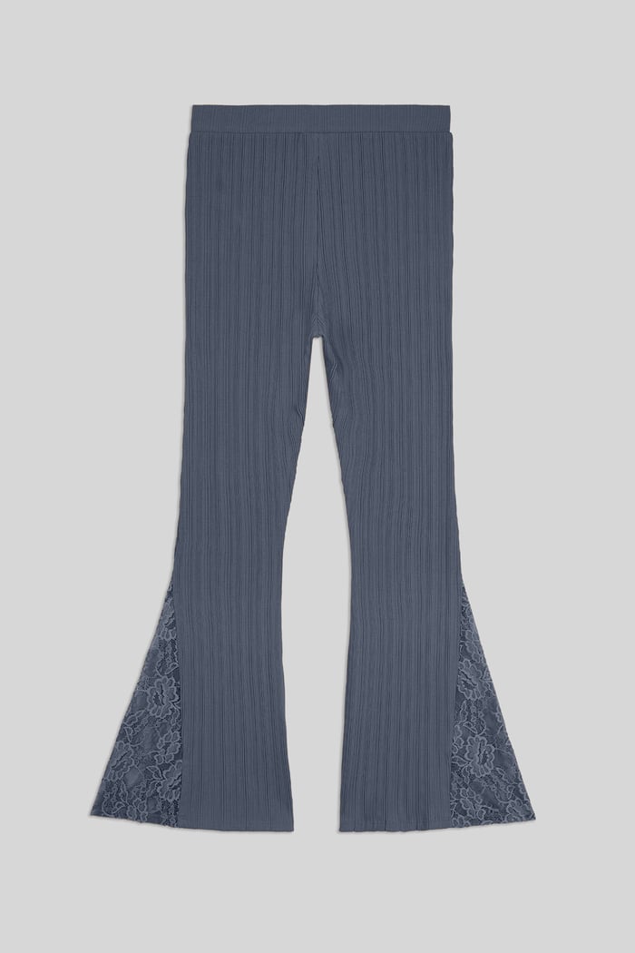 High Waisted Lace Insert Flare Leggings