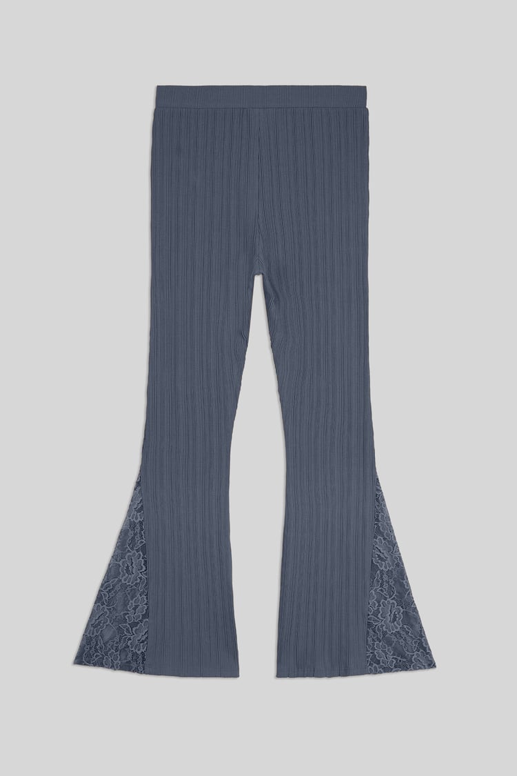 High Waisted Lace Insert Flare Leggings