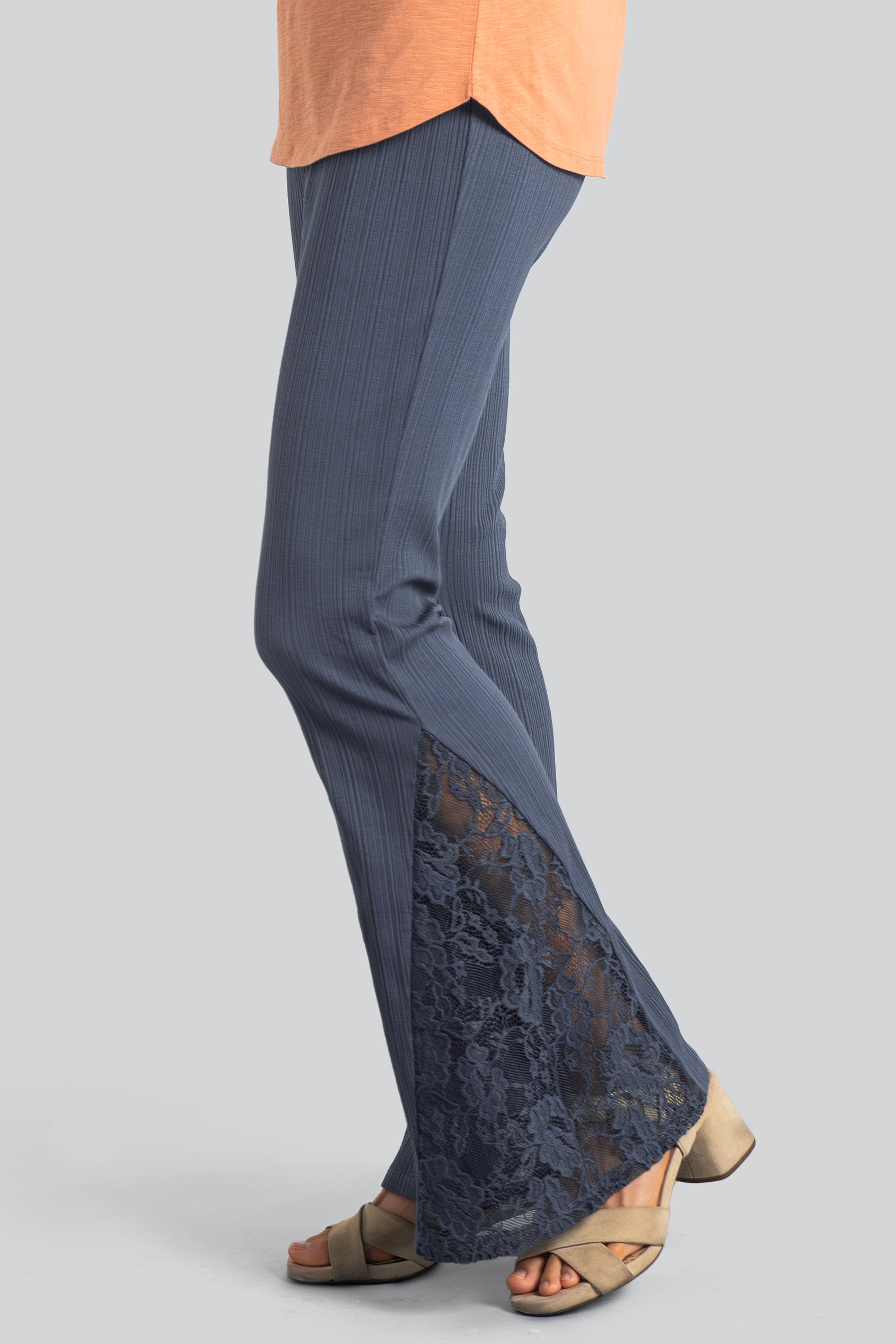 High Waisted Lace Insert Flare Leggings