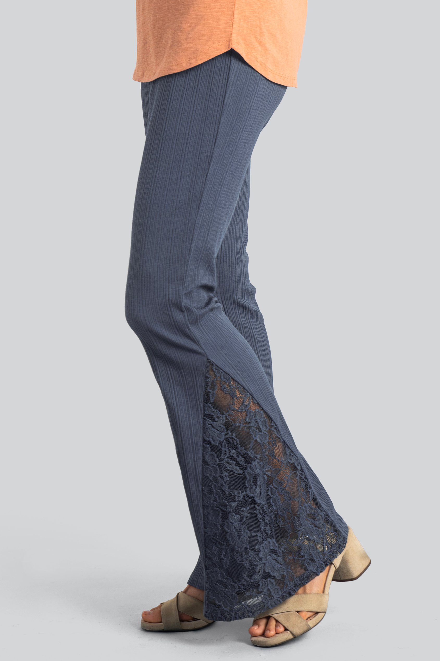 High Waisted Lace Insert Flare Leggings