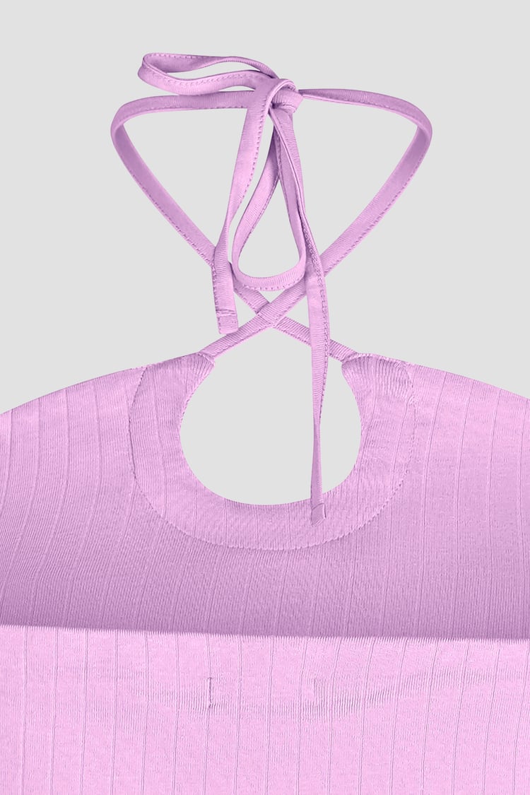 Halter Neck Ribbed Cami Vest Top