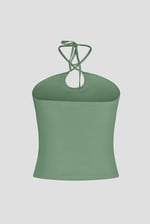 Halter Neck Ribbed Cami Vest Top