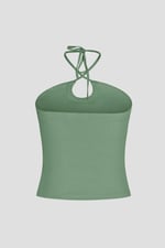 Halter Neck Ribbed Cami Vest Top