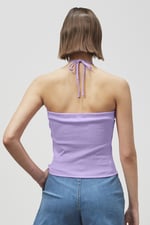 Halter Neck Ribbed Cami Vest Top