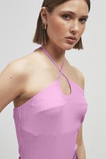 Halter Neck Ribbed Cami Vest Top