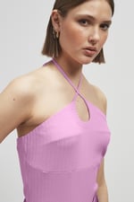 Halter Neck Ribbed Cami Vest Top