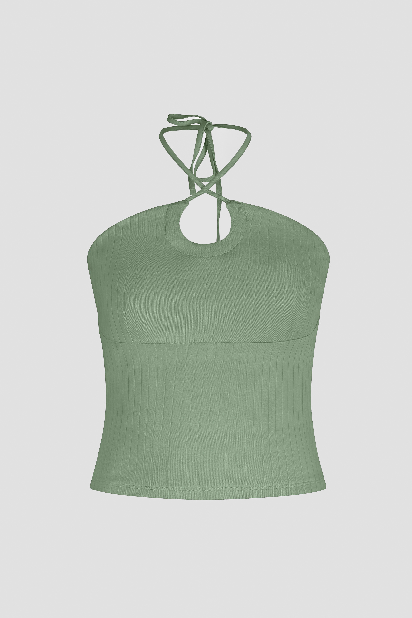 Halter Neck Ribbed Cami Vest Top