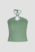 Halter Neck Ribbed Cami Vest Top