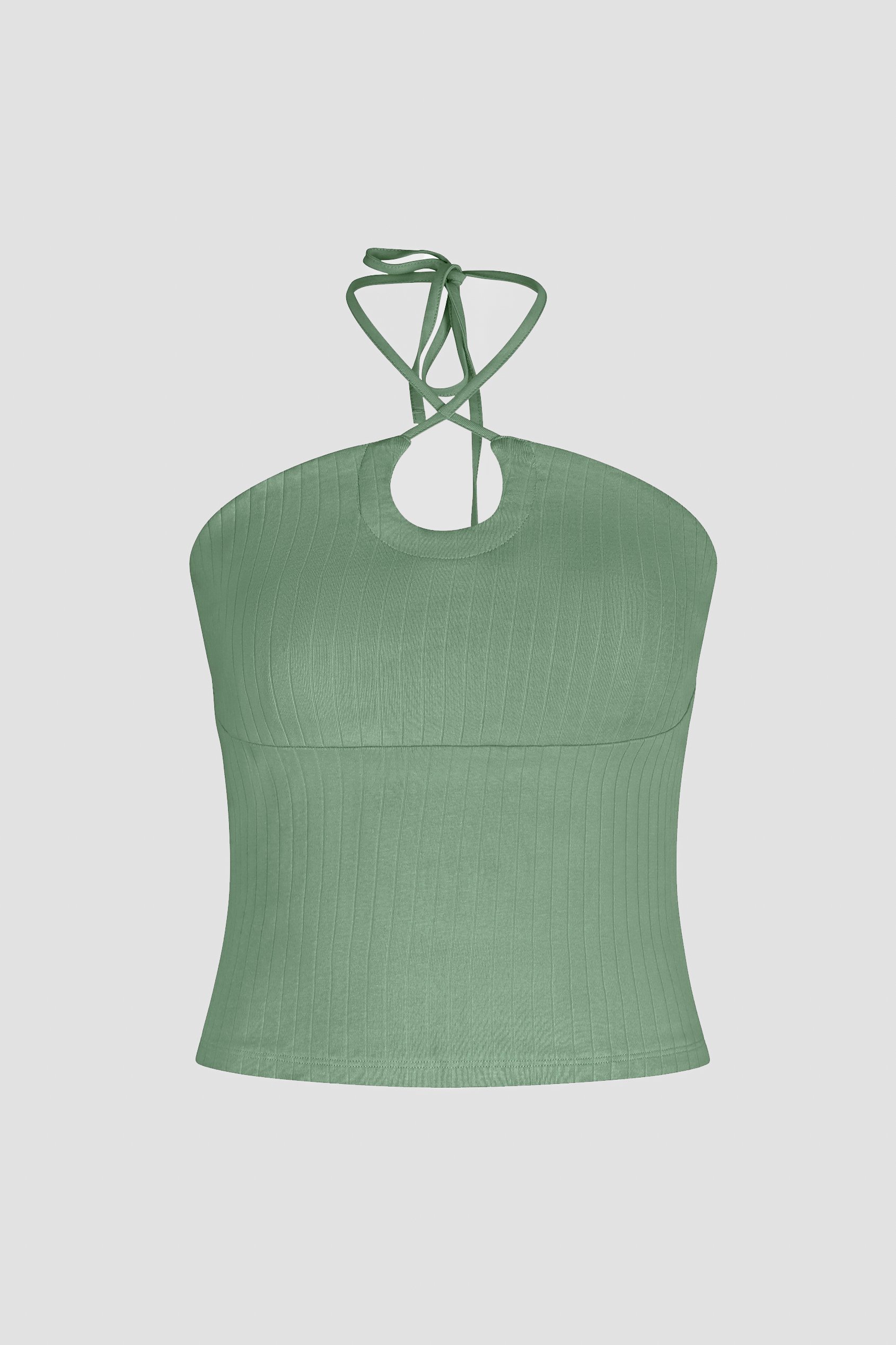 Halter Neck Ribbed Cami Vest Top