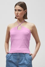 Halter Neck Ribbed Cami Vest Top