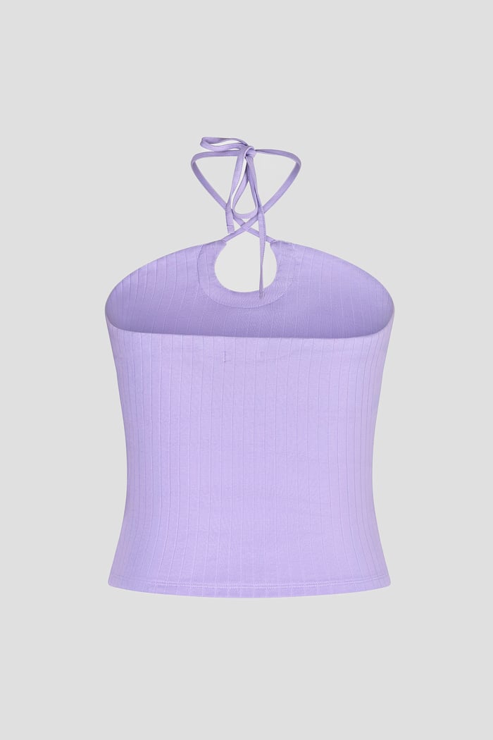 Halter Neck Ribbed Cami Vest Top