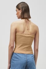 Halter Neck Ribbed Cami Vest Top