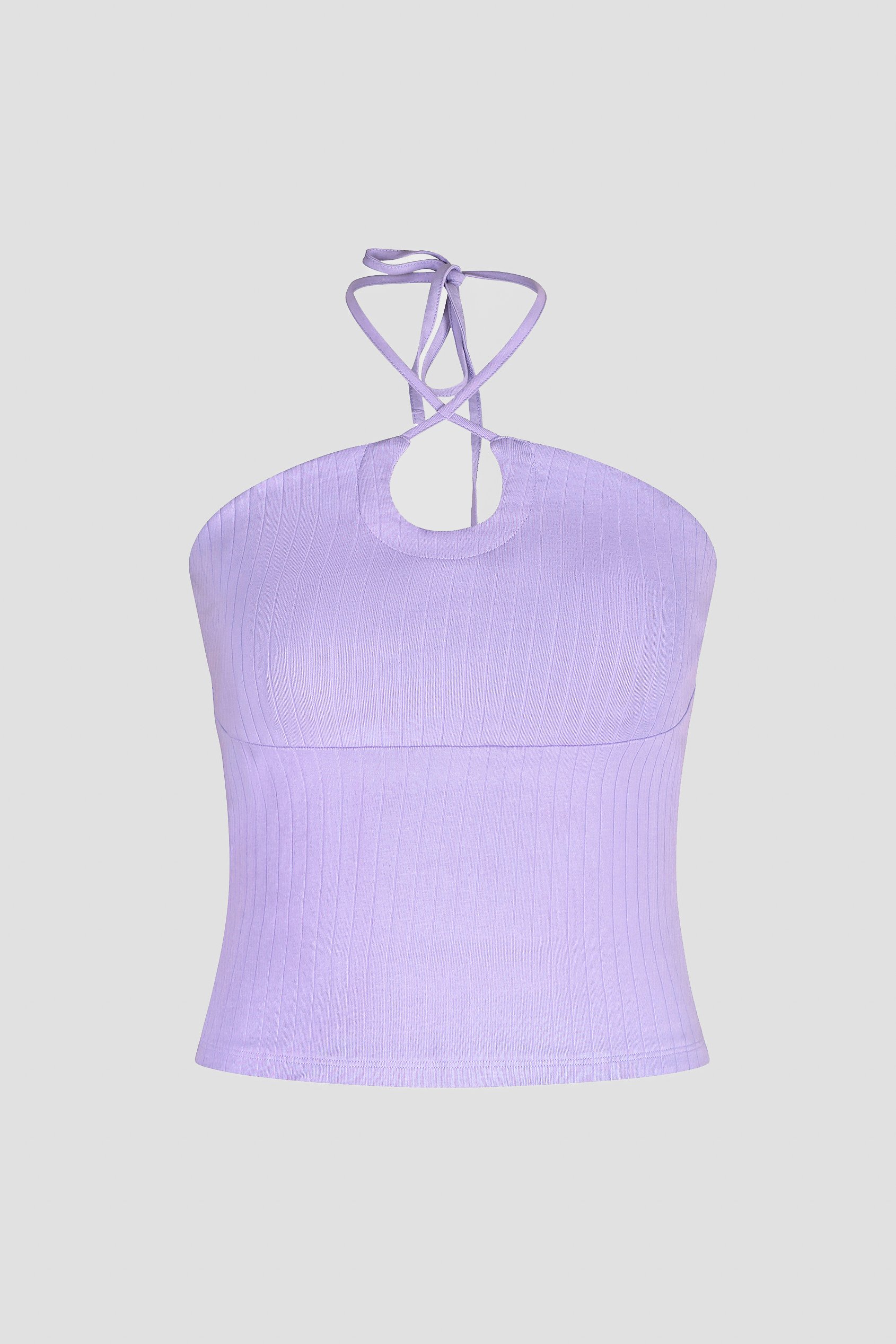 Halter Neck Ribbed Cami Vest Top