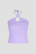 Halter Neck Ribbed Cami Vest Top