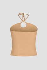 Halter Neck Ribbed Cami Vest Top