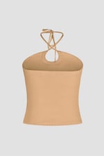 Halter Neck Ribbed Cami Vest Top