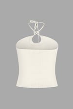 Halter Neck Ribbed Cami Vest Top