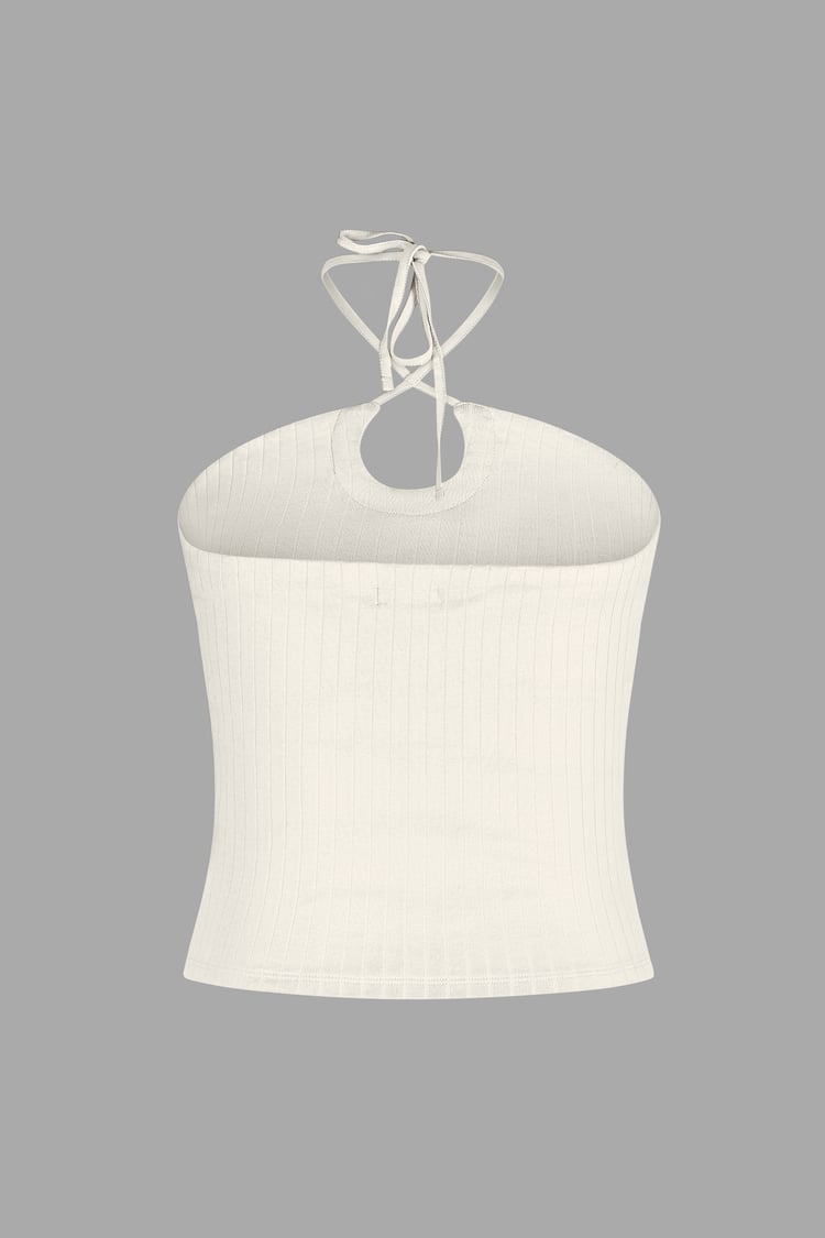 Halter Neck Ribbed Cami Vest Top