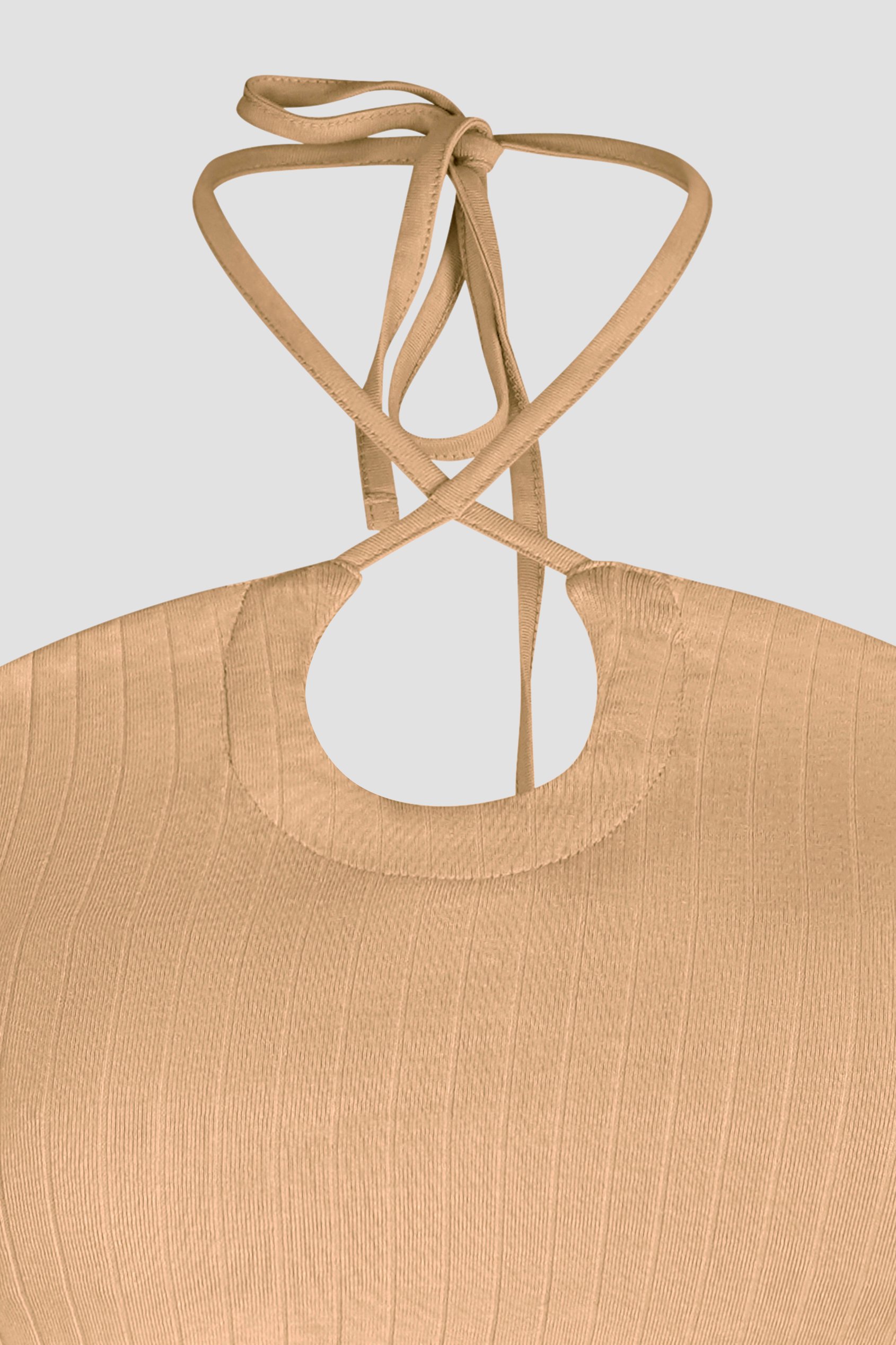 Halter Neck Ribbed Cami Vest Top