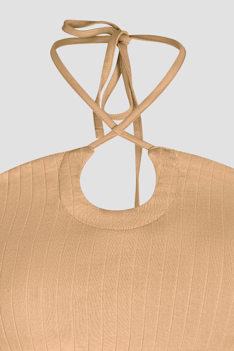 Halter Neck Ribbed Cami Vest Top