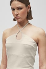 Halter Neck Ribbed Cami Vest Top