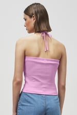 Halter Neck Ribbed Cami Vest Top