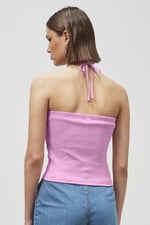 Halter Neck Ribbed Cami Vest Top