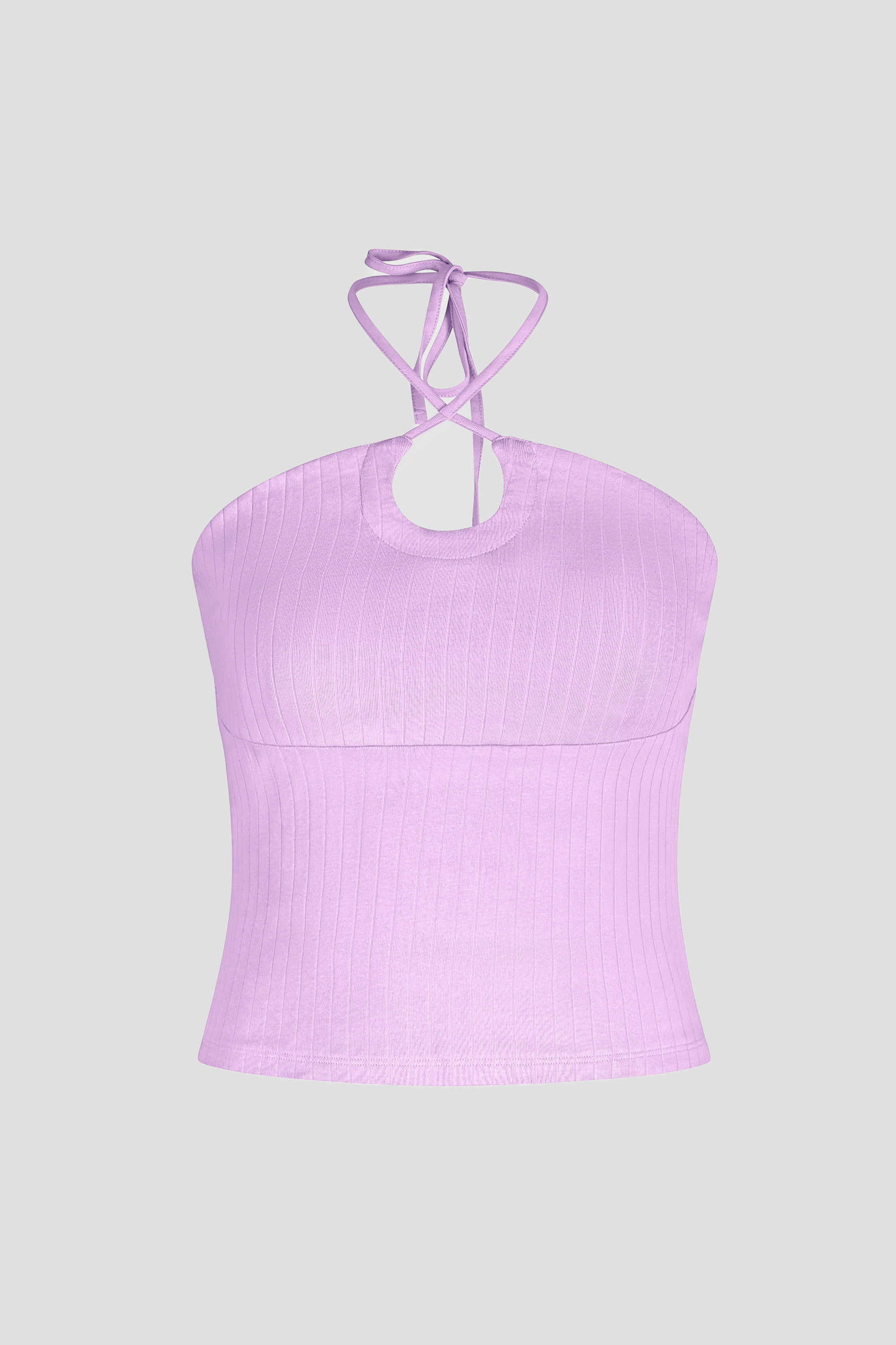 Halter Neck Ribbed Cami Vest Top