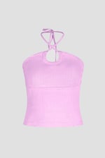 Halter Neck Ribbed Cami Vest Top