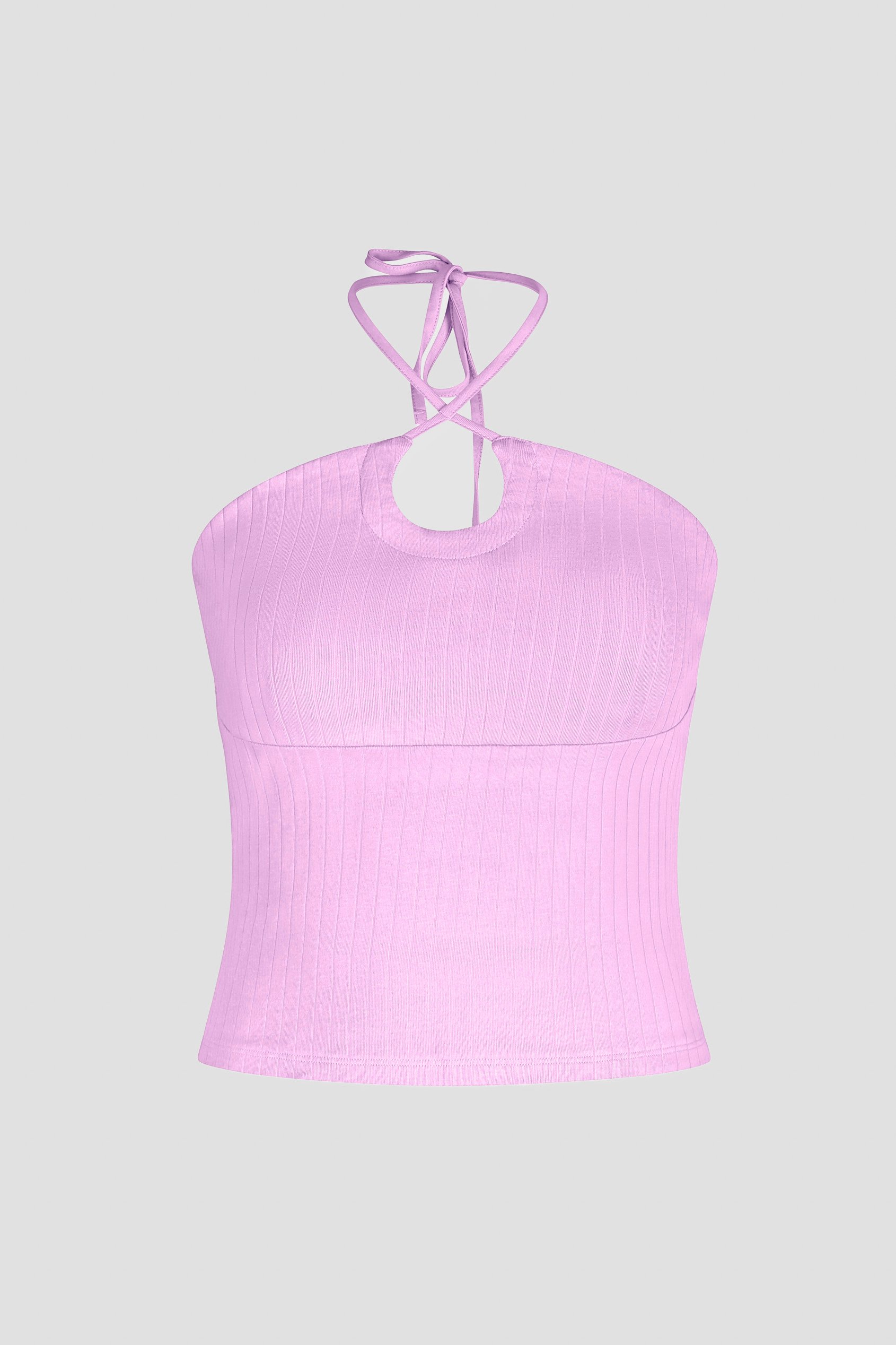 Halter Neck Ribbed Cami Vest Top