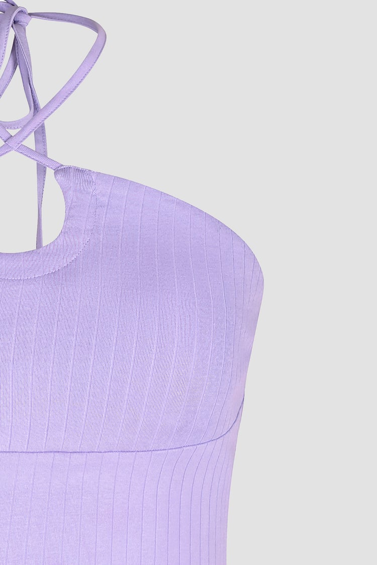 Halter Neck Ribbed Cami Vest Top