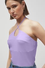 Halter Neck Ribbed Cami Vest Top
