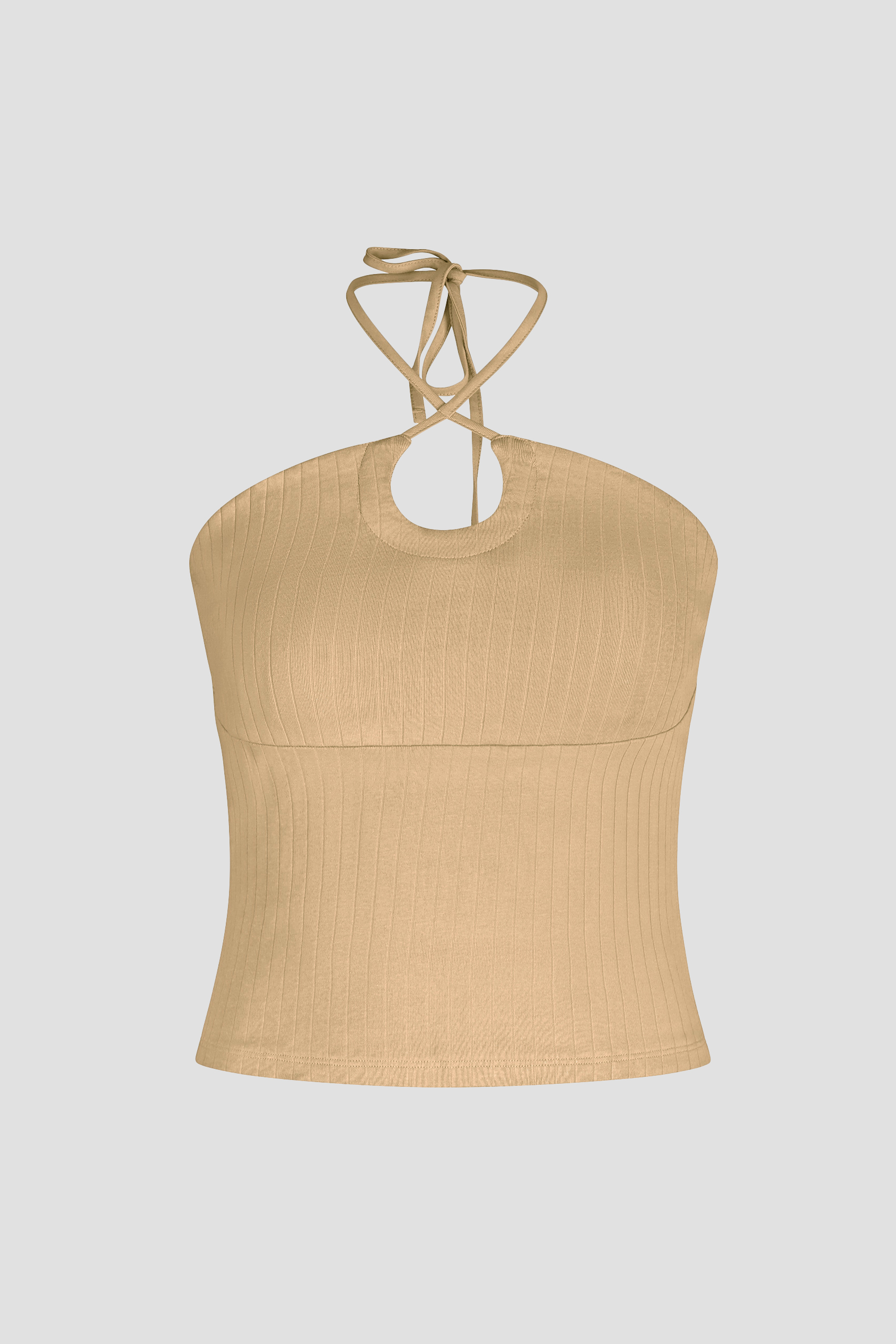 Halter Neck Ribbed Cami Vest Top