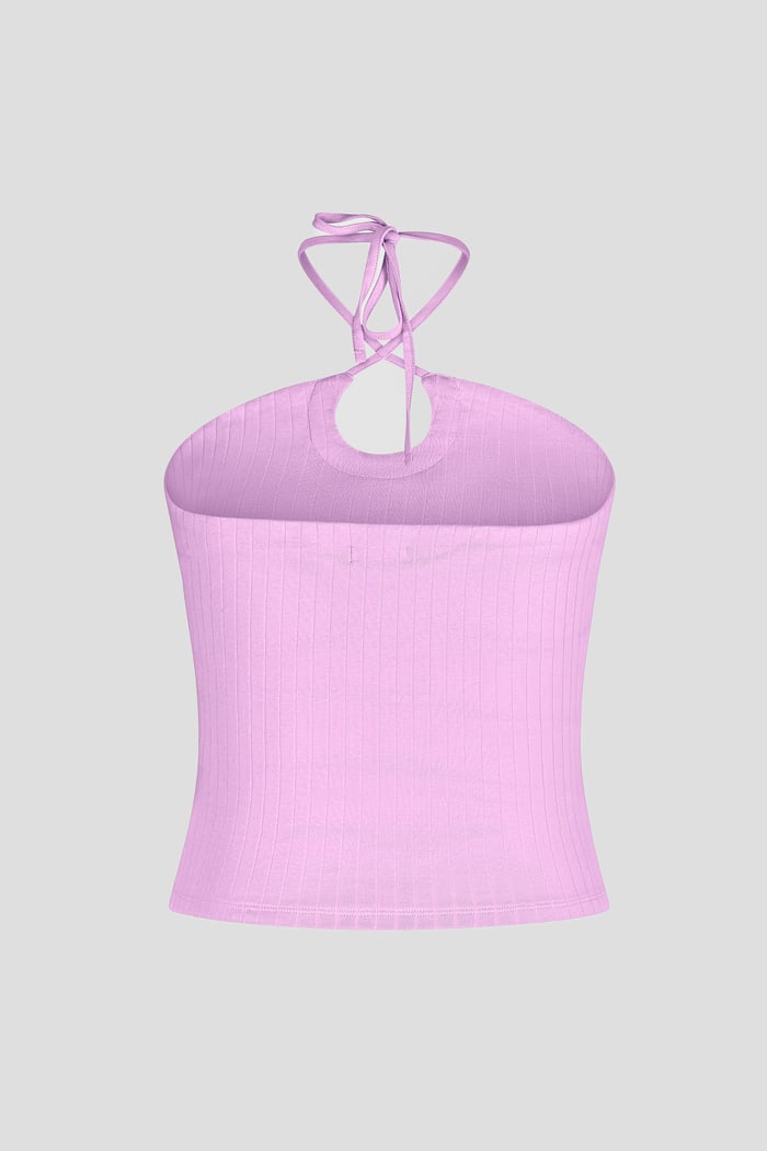 Halter Neck Ribbed Cami Vest Top