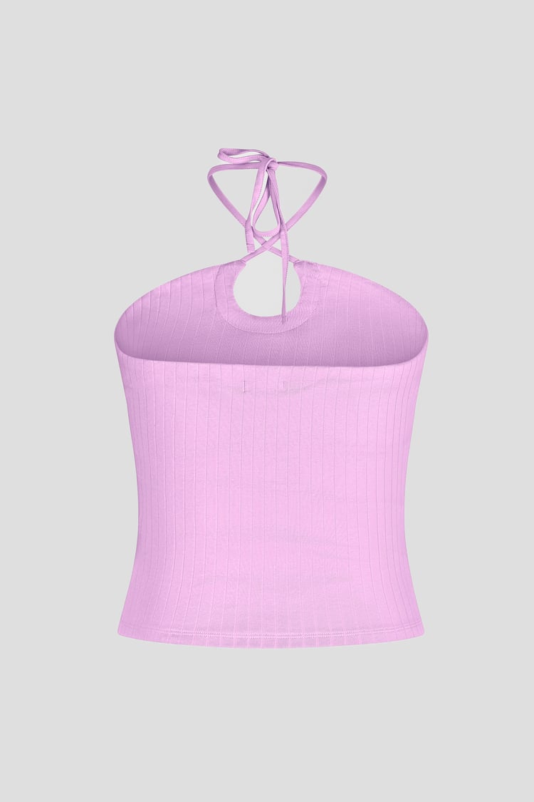 Halter Neck Ribbed Cami Vest Top