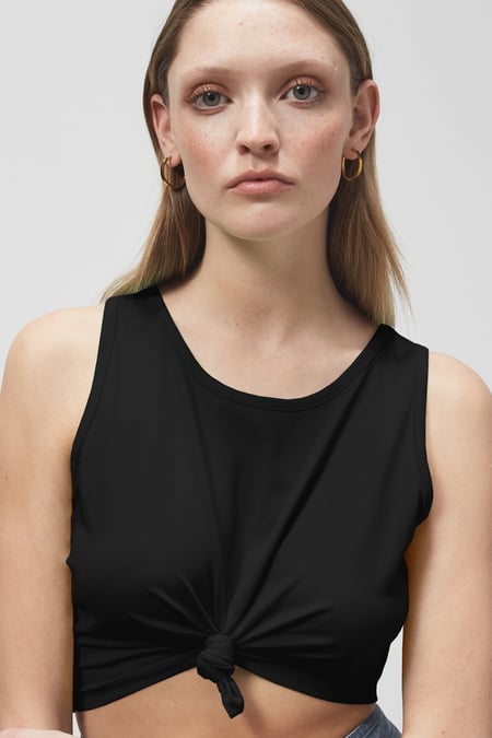 Black Knotted Tank Top