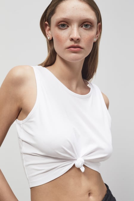 White Knotted Tank Top