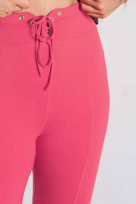 Pink Super Soft Leggings With Waist Drawstring Details