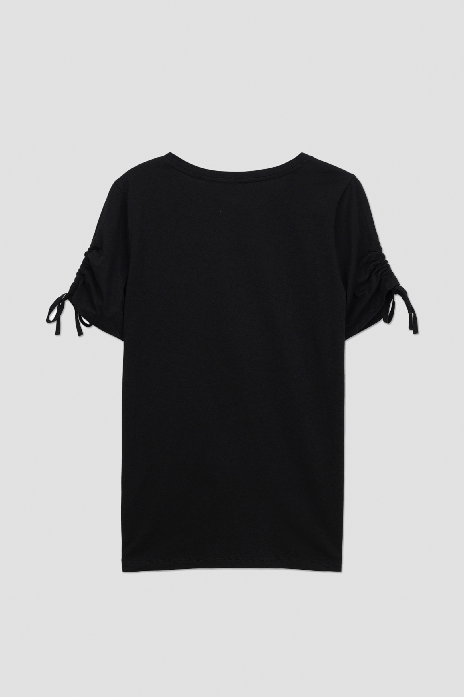 Ruched Sleeves Chest Printed T-Shirt