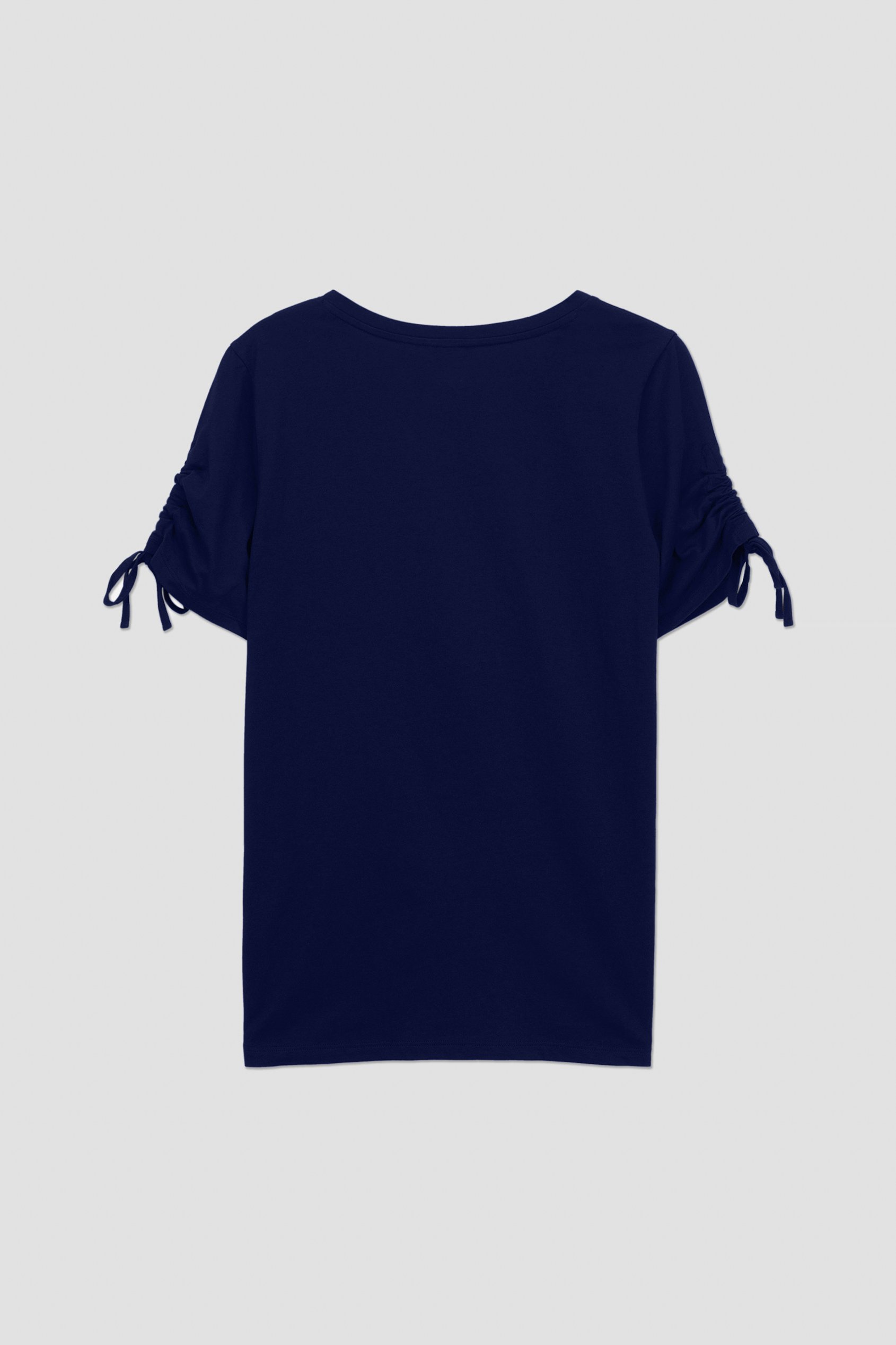 Ruched Sleeves Chest Printed T-Shirt