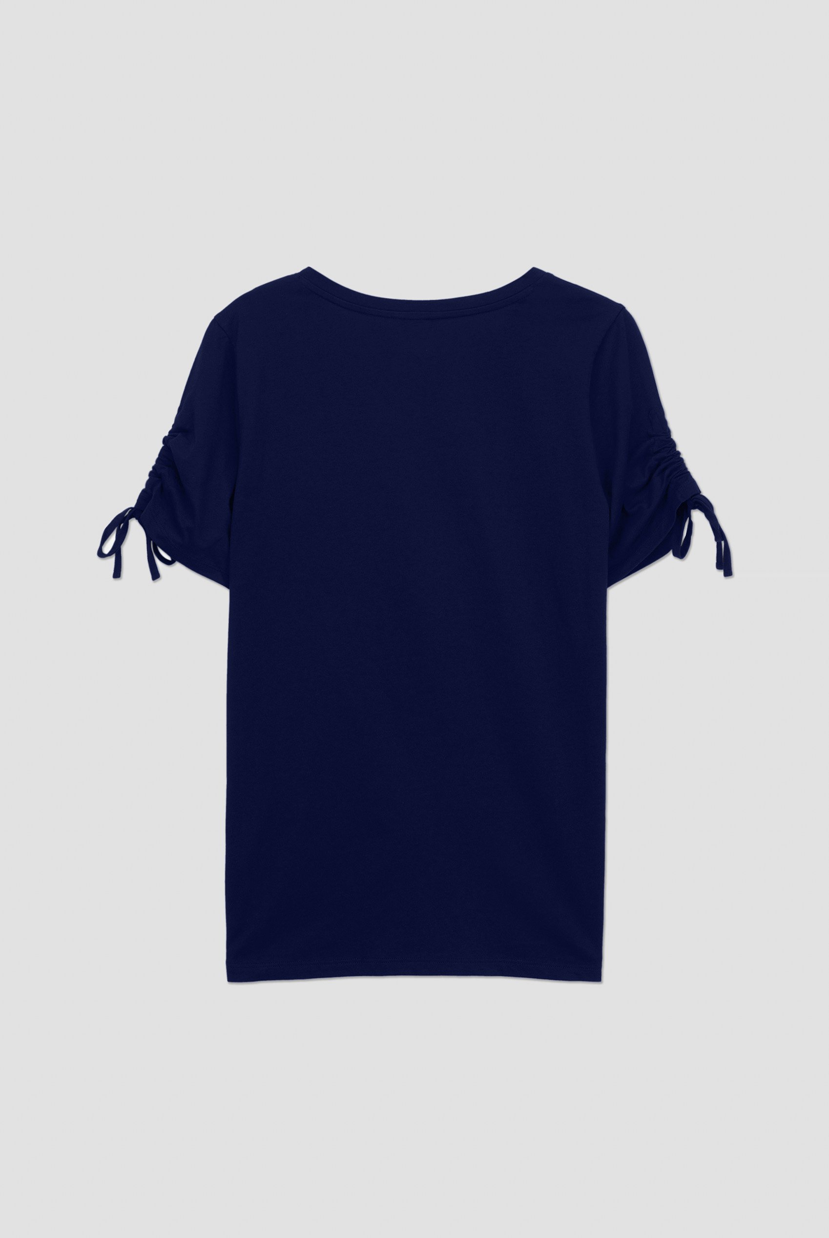 Ruched Sleeves Chest Printed T-Shirt