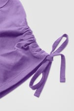 Ruched Sleeves Chest Printed T-Shirt